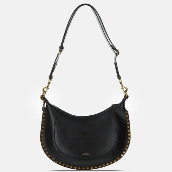Isabel Marant Women's Black Leather Oskan Moon Studded Shoulder Bag - Picture 1 of 13